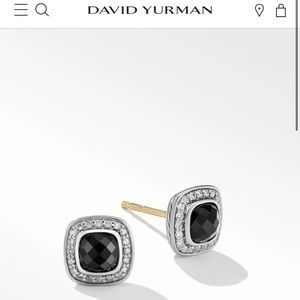 Albion® Stud Earrings in Sterling Silver with Black Onyx and Pavé Diamonds